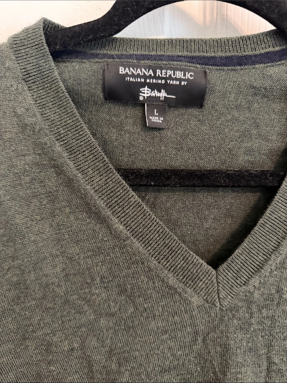 Banana Republic Olive V-Neck Sweater - Men's
